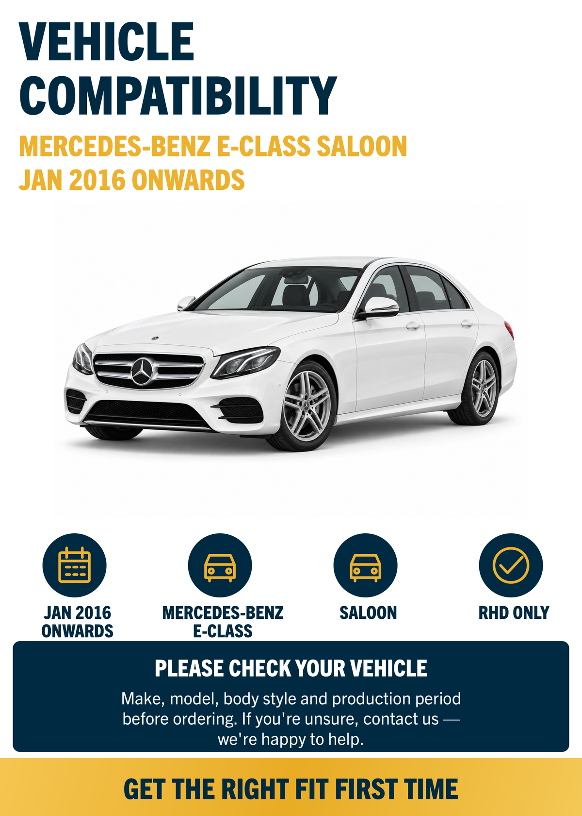 Mercedes-Benz E-Class Saloon Jan 2016 onwards compatibility