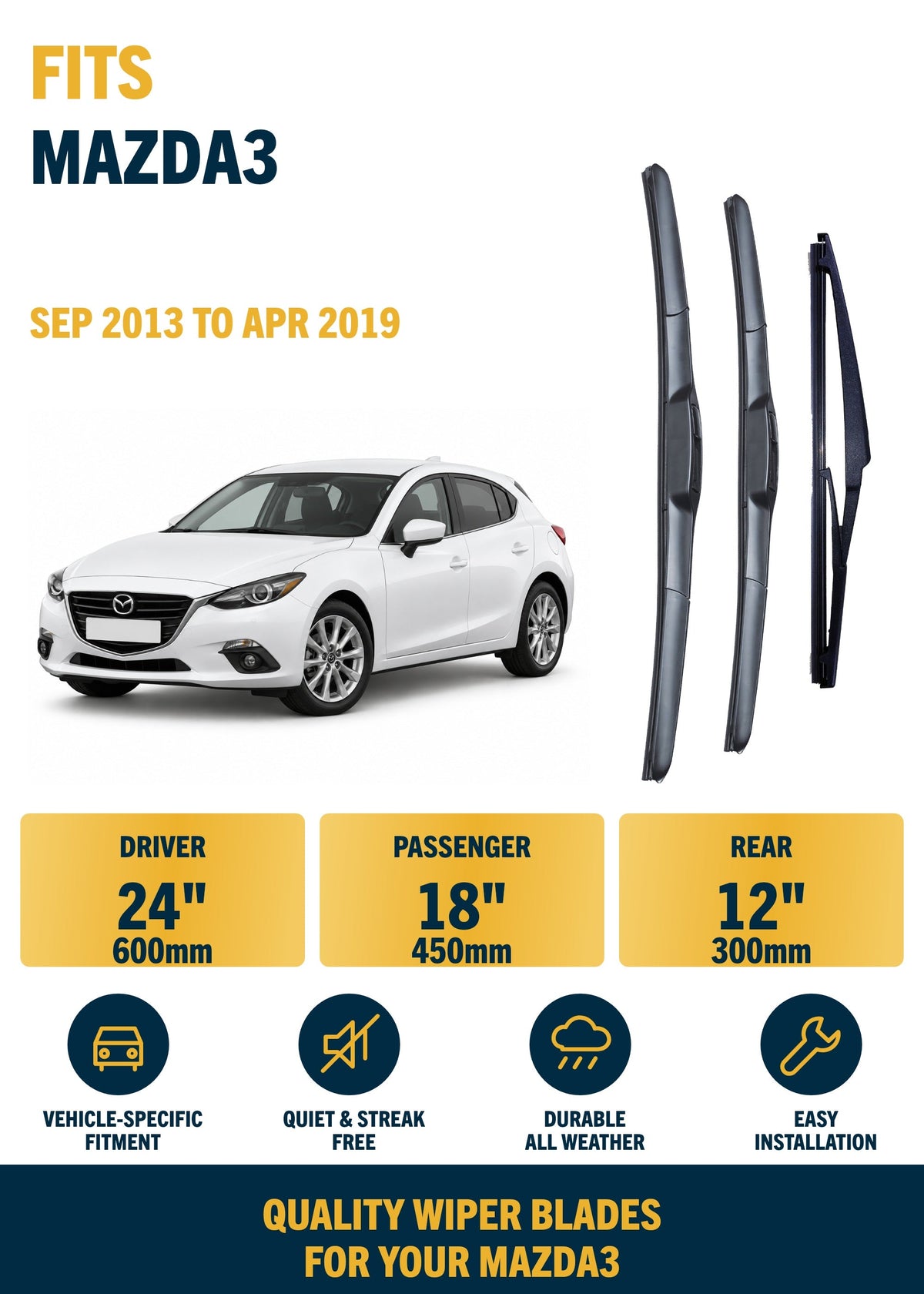Mazda3 Hatchback wiper blade overview