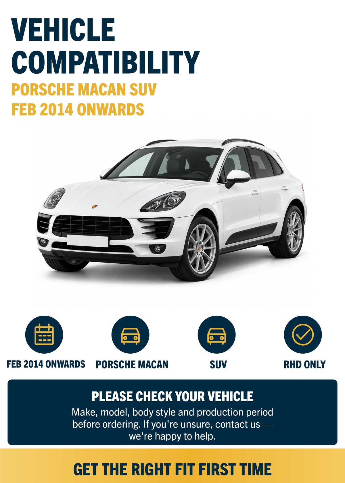 Porsche Macan SUV Feb 2014 onwards compatibility