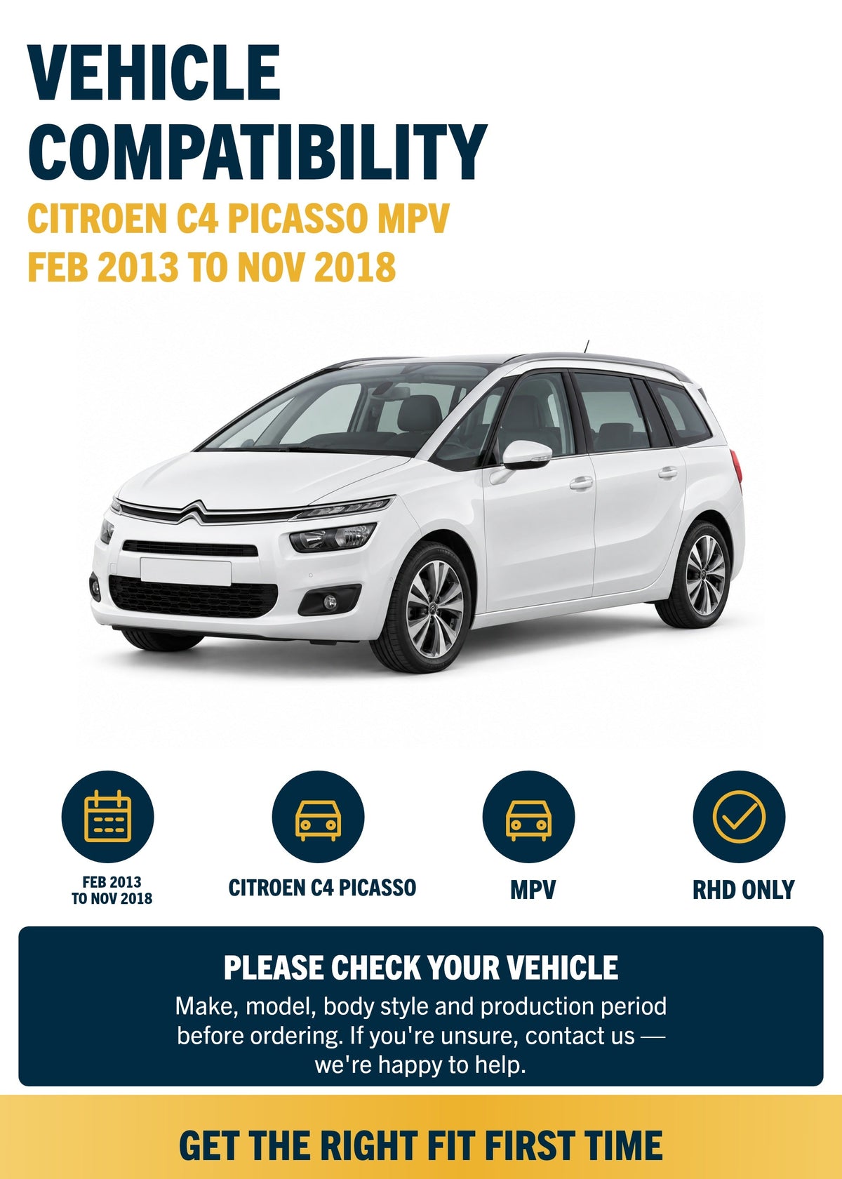 Citroen C4 Picasso MPV Feb 2013 to Nov 2018 compatibility