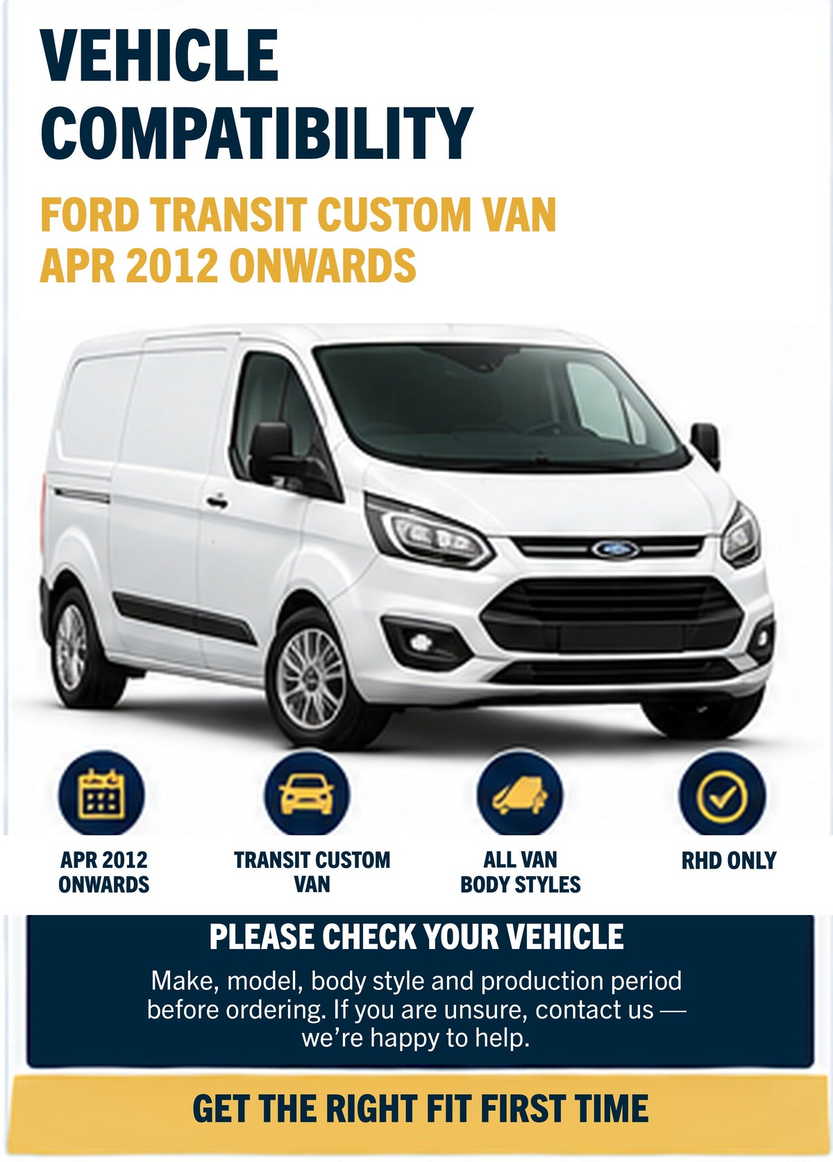 Ford Transit Custom wiper blades - vehicle compatibility