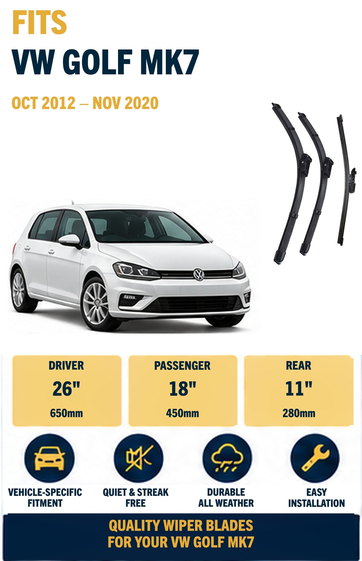 VW Golf MK7 wiper blades - main product