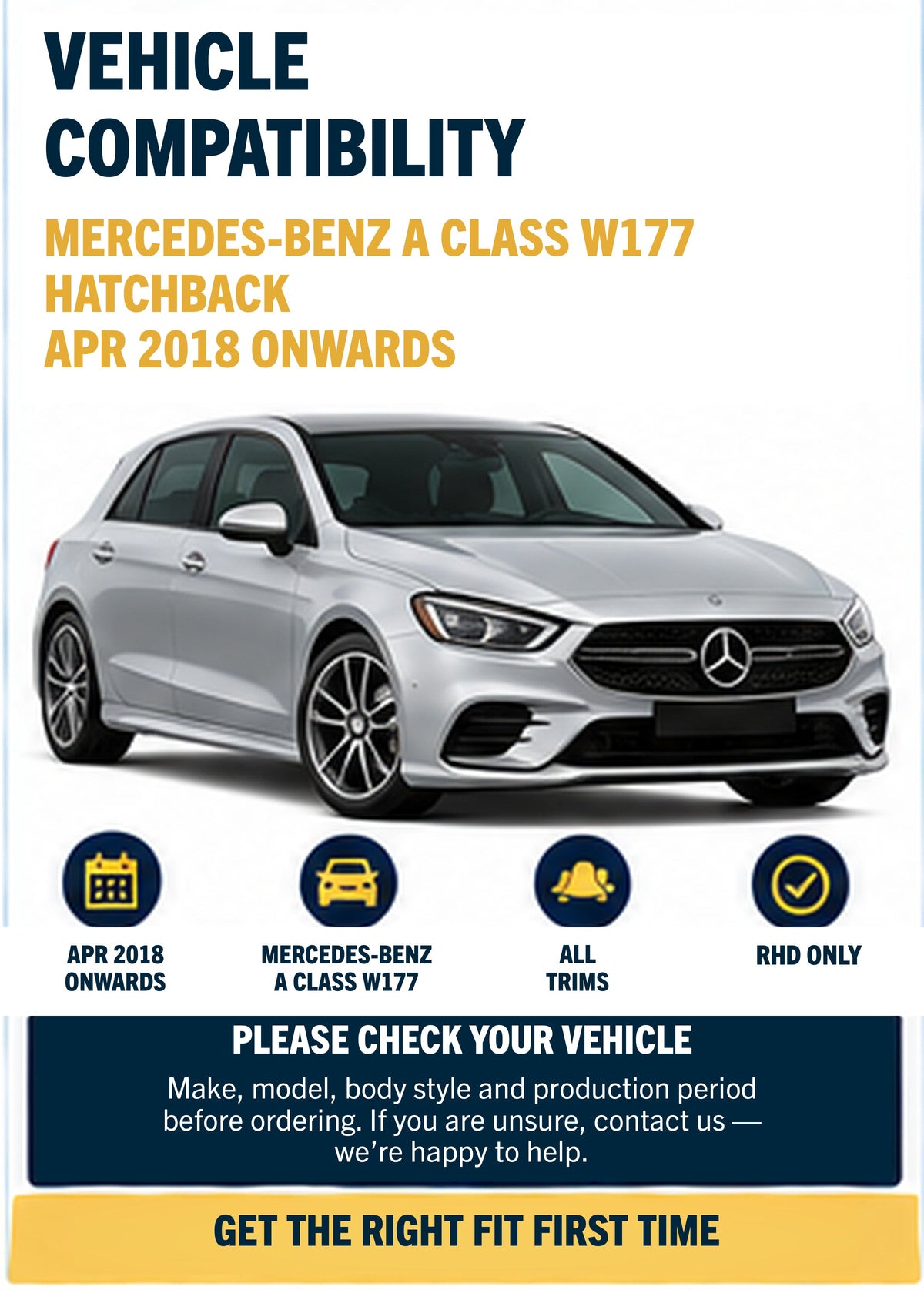 Mercedes A Class W177 wiper blades - vehicle compatibility