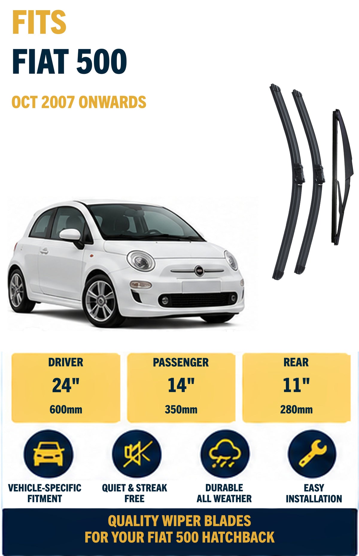 Fiat 500 wiper blades - main product